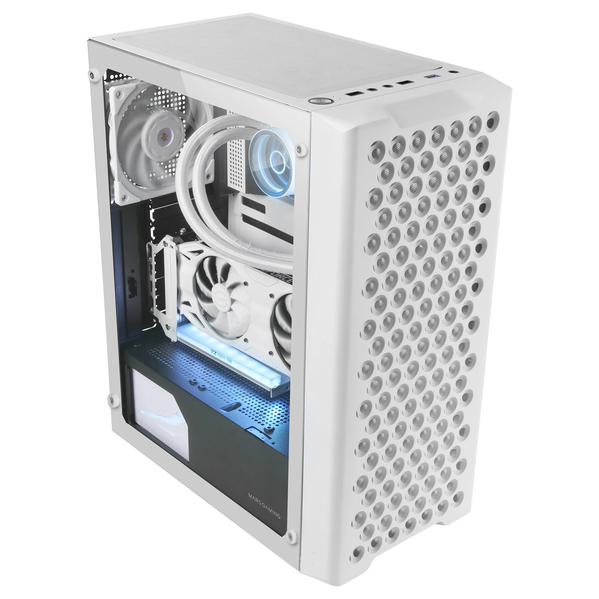 Mars Gaming MC-iPRO, Caja Profesional ATX, Rejilla Frontal de Malla 3D, Ventana Lateral Cristal Templado, Ventilador FDB Ultrasilencioso 12cm, Caja PC con Soporte Refrigeración Líquida, Semitorre PC Negra o Blanca - imagen 4