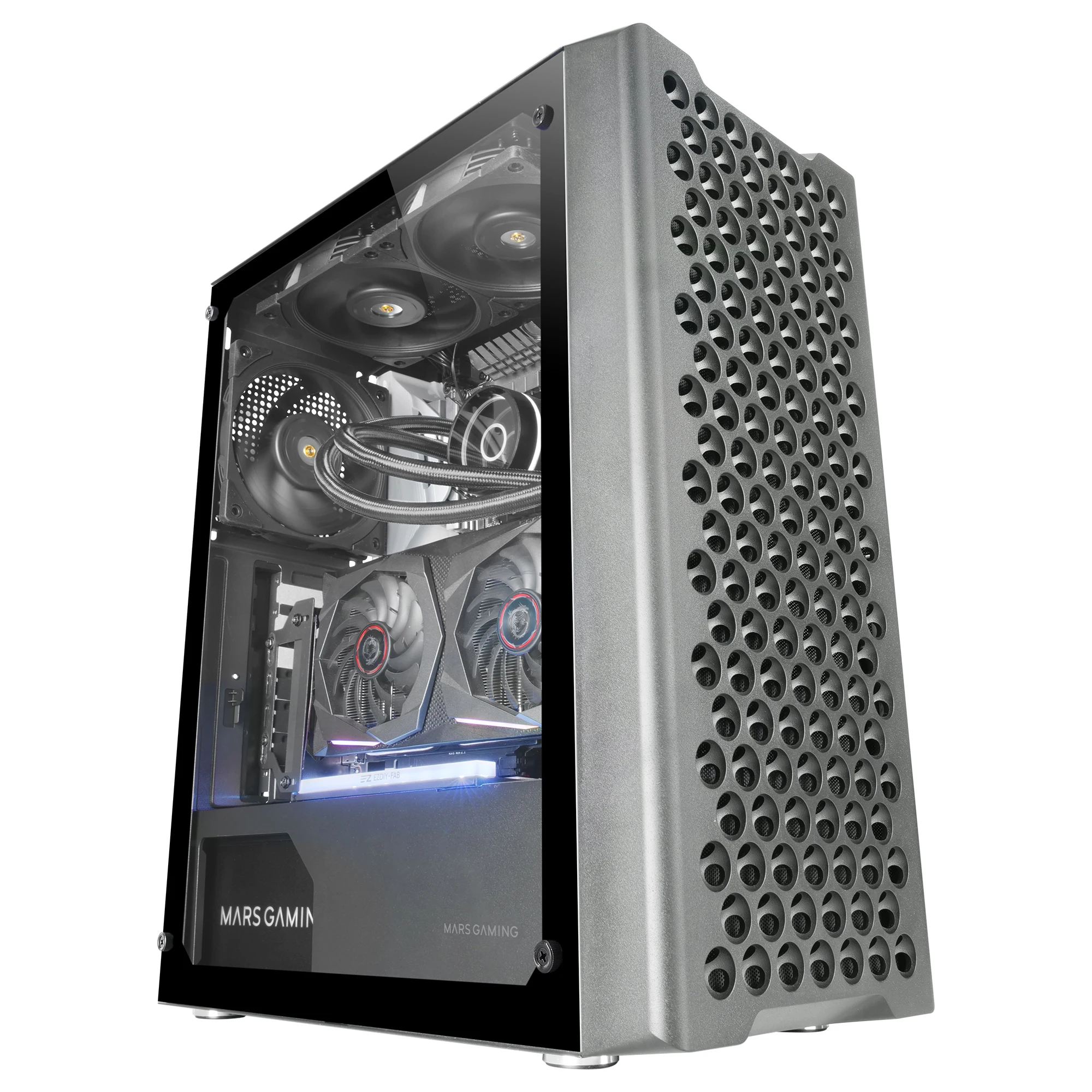 Mars Gaming MC-iPRO, Caja Profesional ATX, Rejilla Frontal de Malla 3D, Ventana Lateral Cristal Templado, Ventilador FDB Ultrasilencioso 12cm, Caja PC con Soporte Refrigeración Líquida, Semitorre PC Negra o Blanca - imagen 5