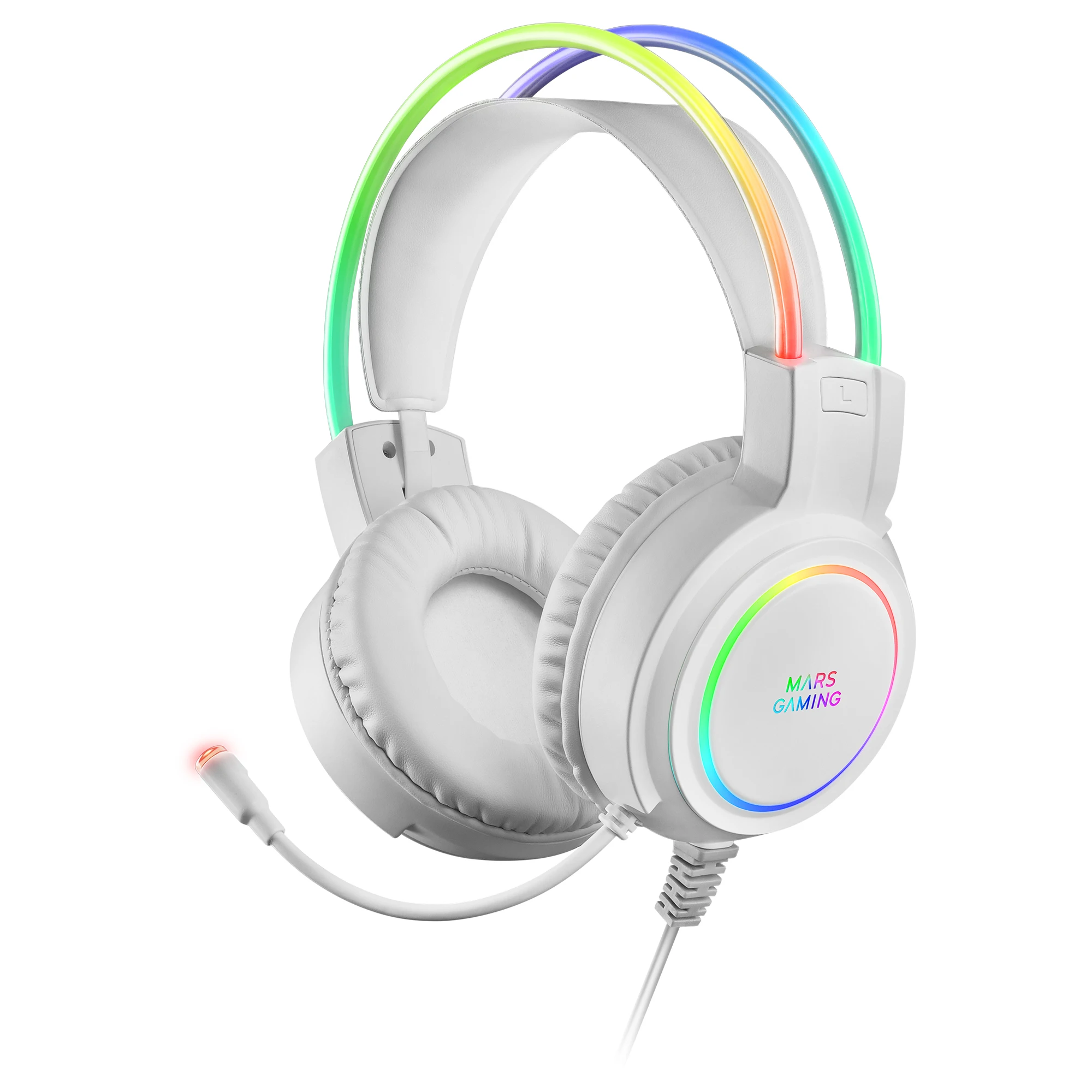 Mars Gaming MHRGB, Auriculares Gaming, Iluminación 360° Chroma RGB Flow, Sonido Espacial Ultra-BASS 3D, Micrófono Profesional, Auriculares RGB Negro o Blanco - imagen 2