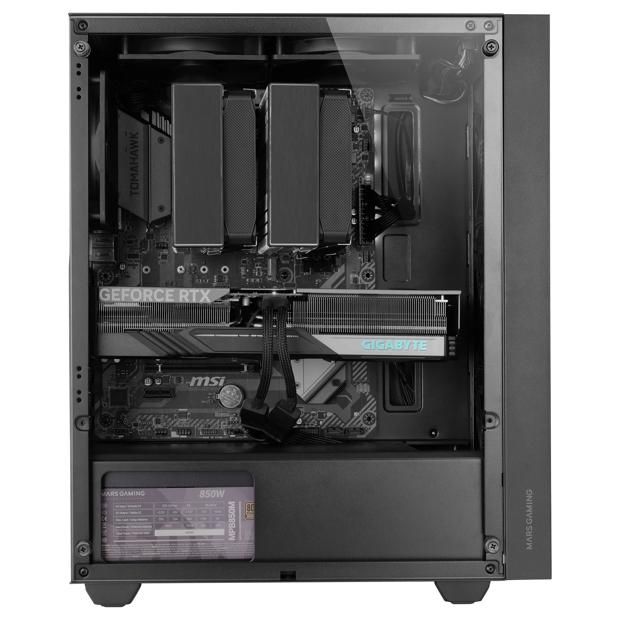 Mars Gaming MC-PMAX, Caja Profesional ATX, 4x Ventiladores FDB 120mm, Panel Frontal Mesh, Ventana Lateral Cristal Templado, Semitorre PC con Diseño Doble Cámara, Soporte Refrigeración Líquida, Caja PC Gaming Negra - imagen 5