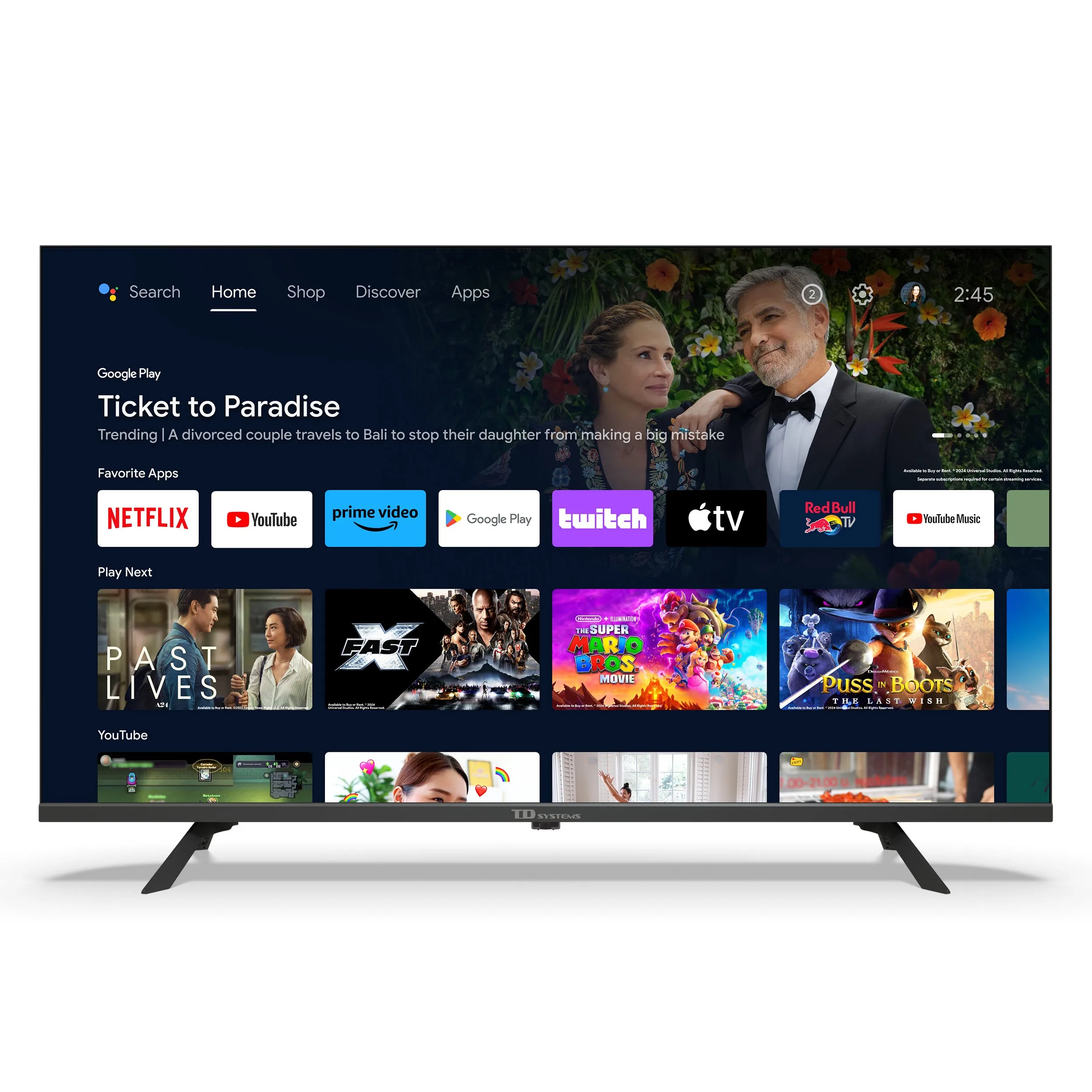 Smart TV 40 pulgadas Full HD Hey Google Official Assistant con control por voz. Televisor Android 14 - TD Systems M40K21GLE - imagen 2