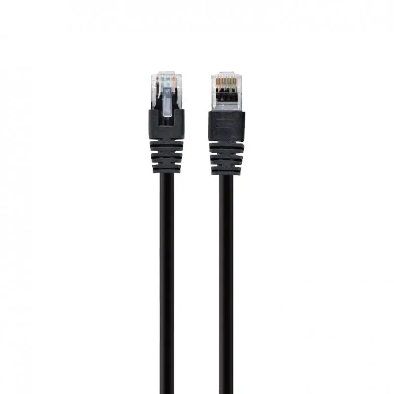 Gembird RJ-45 Network Cable Cat 5e UTP 25cm Black, features gold-plated connectors, unshielded, and designed for high-speed internet, ideal as an ethernet cable for reliable connectivity.