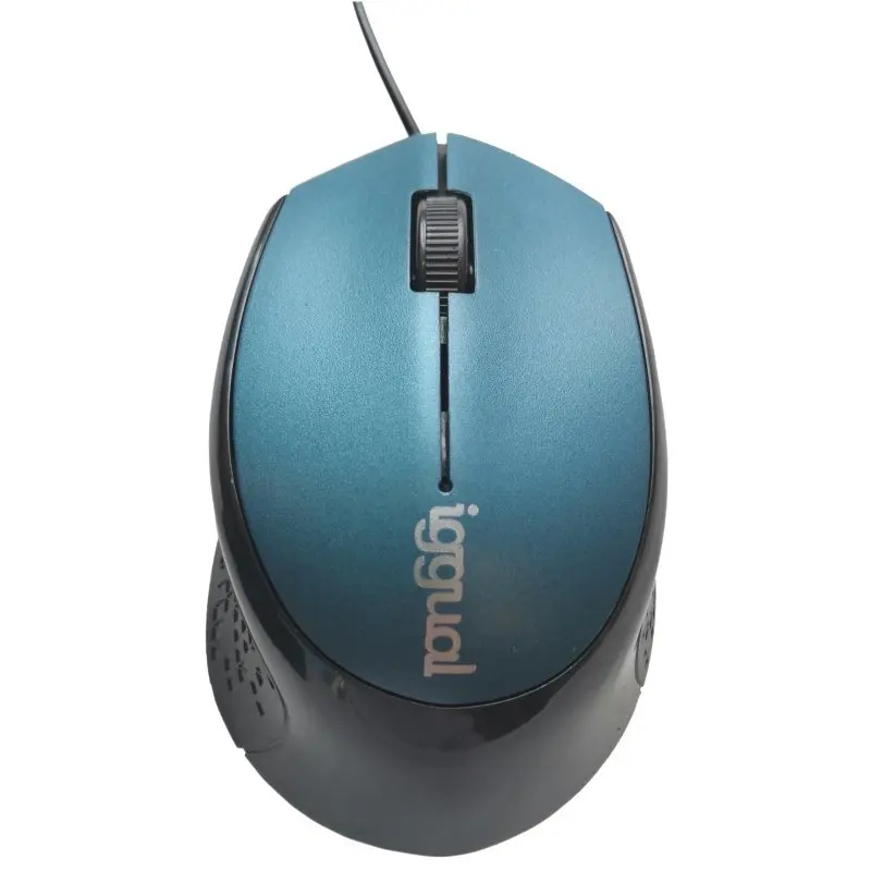Iggual Com-Ergonomic-R Optical Mouse 800DPI Blue, ergonomic wired design with 3 buttons, 1.2m cable, and compatibility for Windows, macOS, and Linux, perfect for office use and enhancing comfort while working.