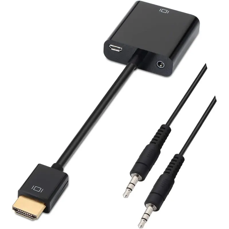 Aisens A122-0126 HDMI to SVGA Adapter with Audio, 0.1m cable length, supports 1080p resolution and 1600x1200 pixels, plug and play design for easy connectivity, perfect for connecting VGA displays to HDMI devices. - imagen 2