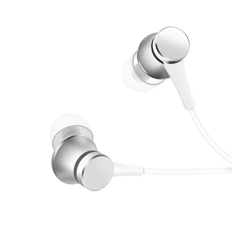 Xiaomi Mi Basic In-Ear Headphones with Microphone, lightweight aluminum design, 1.25m cable, and 3.5mm jack for balanced sound; ideal for music and calls, compatible with Mi, Android, and iOS devices.