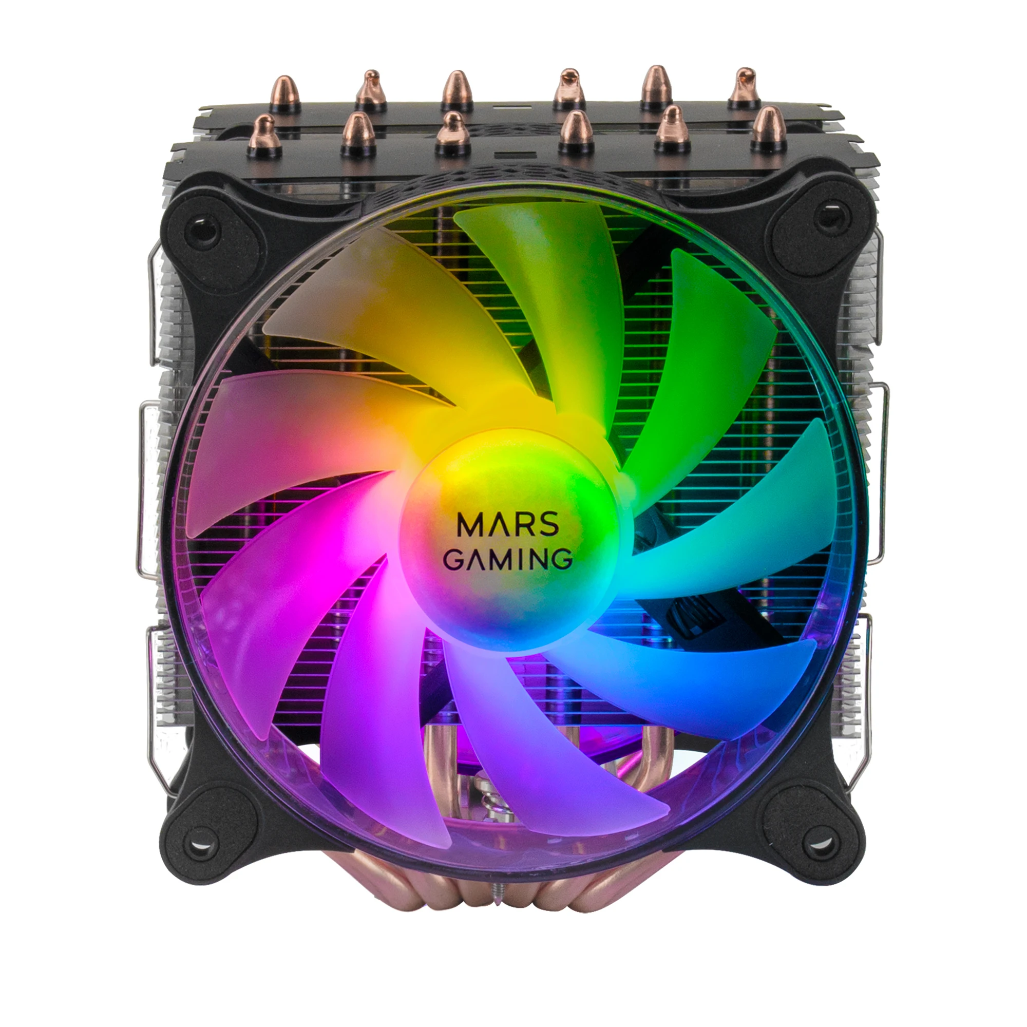 Mars Gaming MCPU-XT, Disipador CPU, Doble Torre Refrigeración, 6 Heatpipes HCT, TDP 300W, 2 Ventiladores ARGB PWM 12cm, Disipador de Calor Negro o Blanco - imagen 3