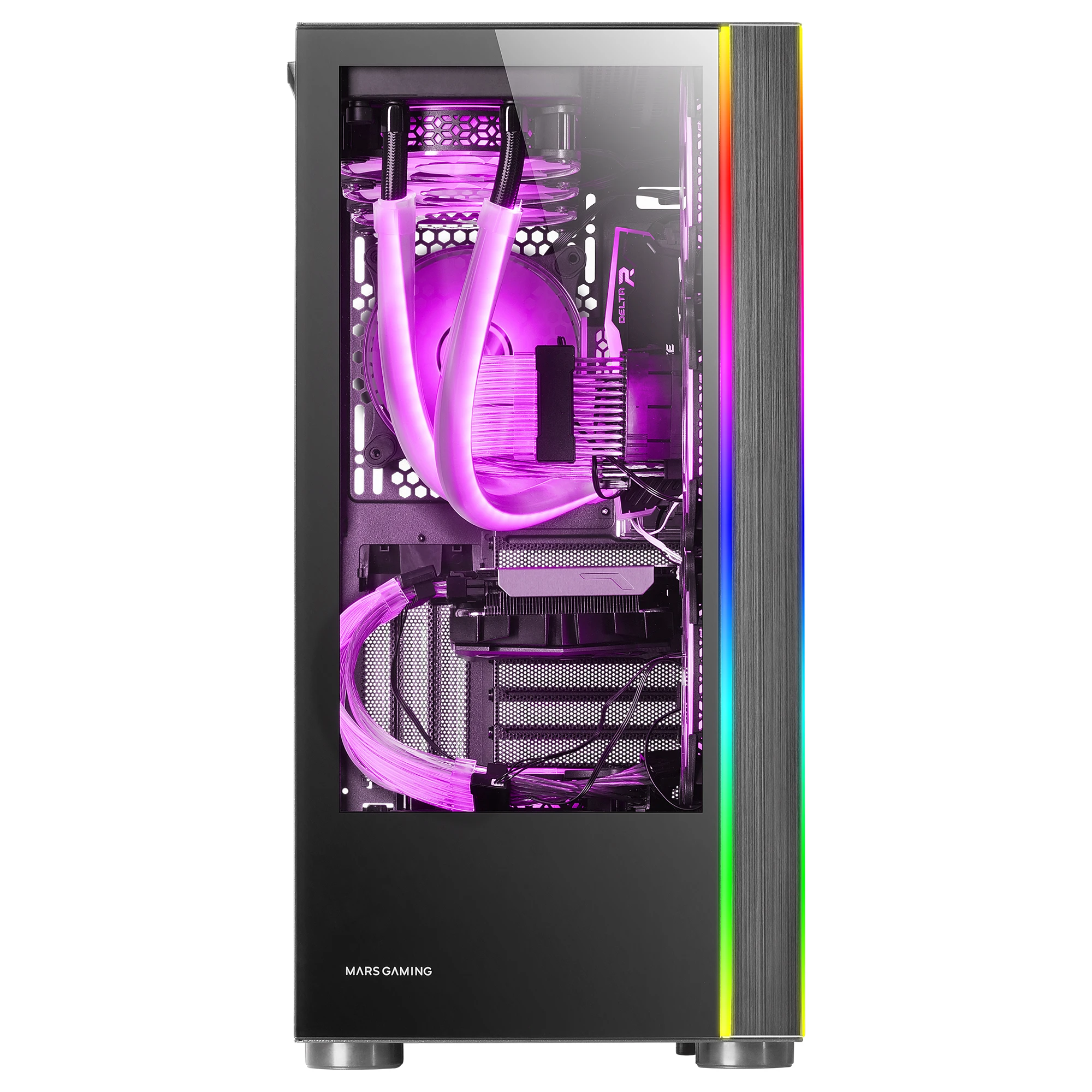 Mars Gaming MC-ULTRA, Torre Gaming Custom XXL E-ATX, Doble Tira LED ARGB, Doble Ventana Cristal Templado, Estructura Cámara Dual Vertical, Caja PC Negro o Blanco - imagen 2