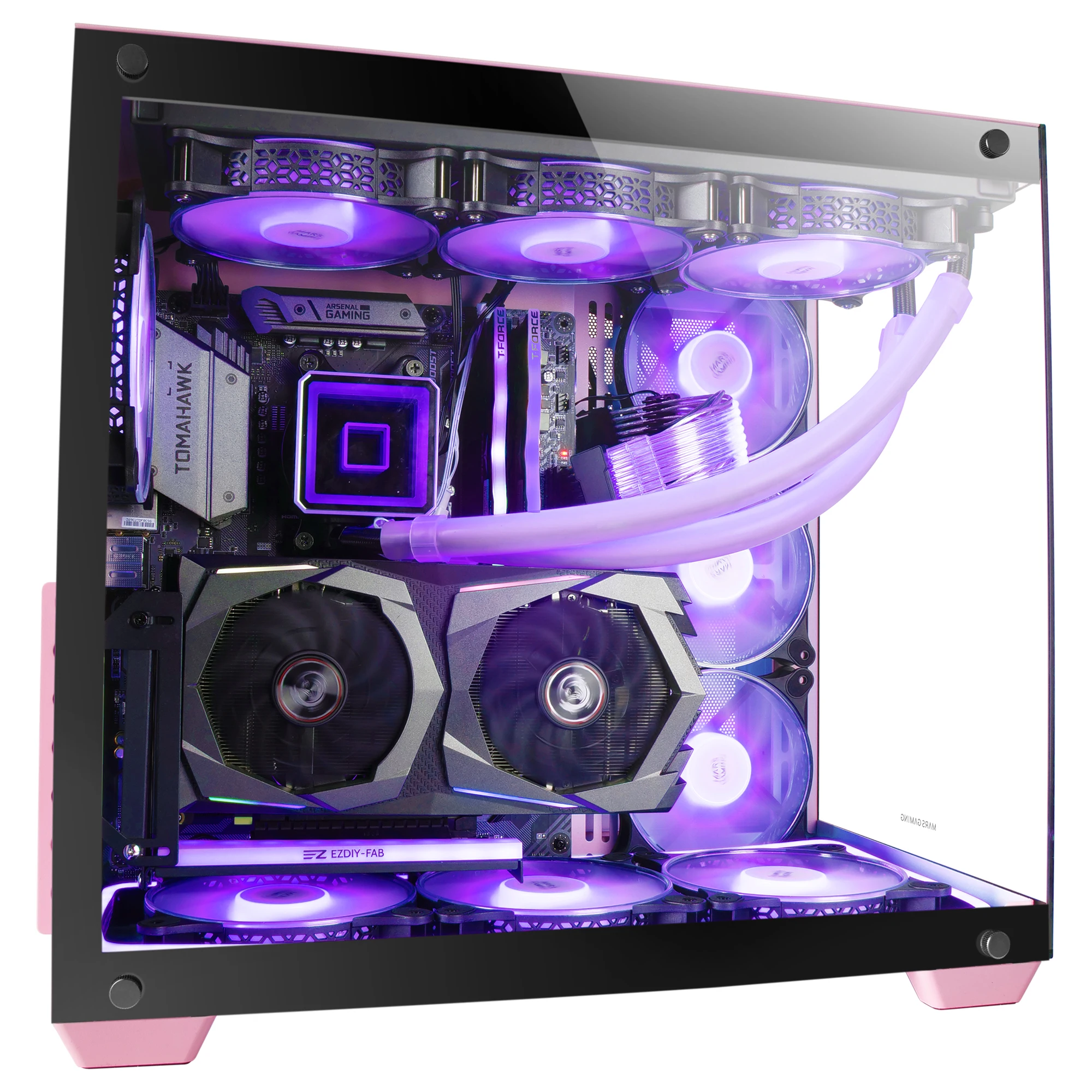 Mars Gaming MCV4, Torre Gaming Custom XXL E-ATX, Ventana Cristal Templado Lateral y Frontal Sin Marco, Estructura Modular Doble Cámara, Caja PC Gaming Negro, Rosa o Blanco - imagen 2