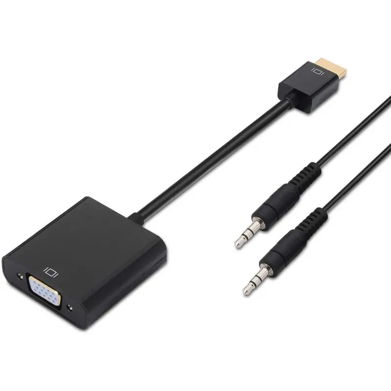 Aisens A122-0126 HDMI to SVGA Adapter with Audio, 0.1m cable length, supports 1080p resolution and 1600x1200 pixels, plug and play design for easy connectivity, perfect for connecting VGA displays to HDMI devices.