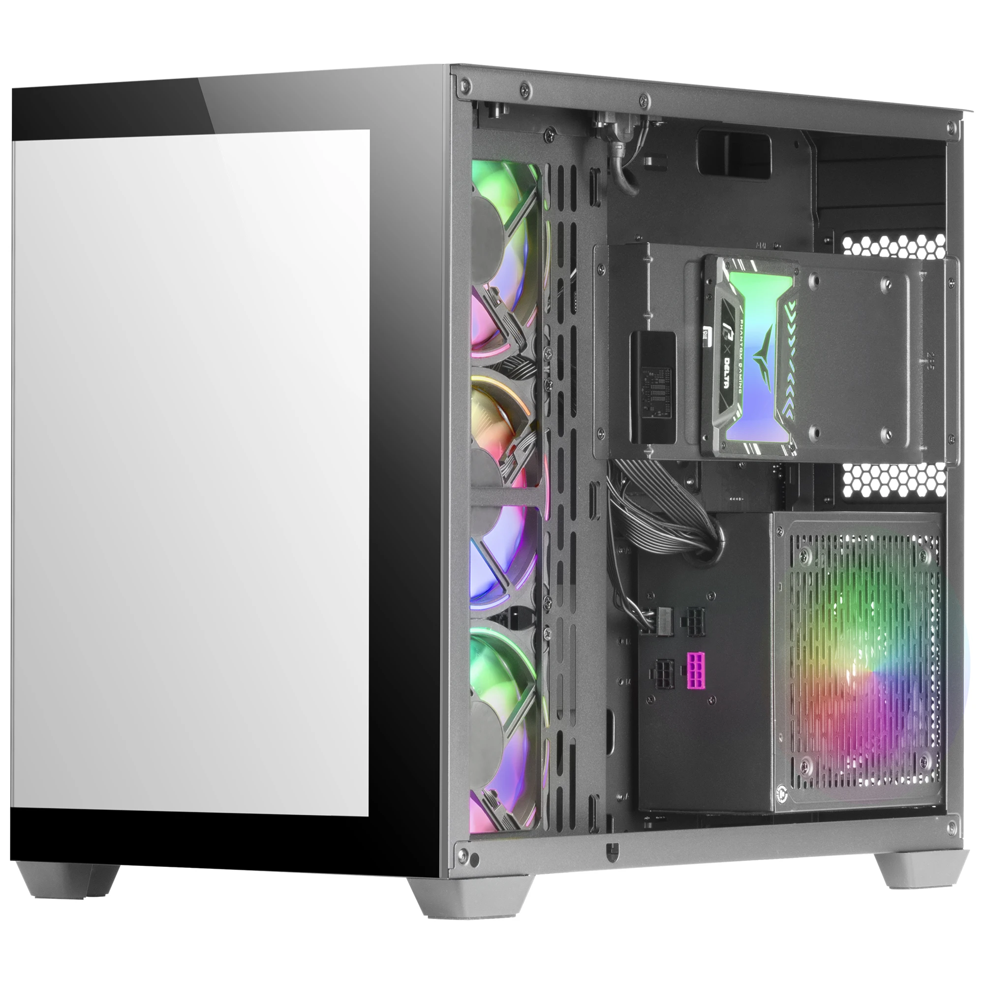 Mars Gaming MCV4, Torre Gaming Custom XXL E-ATX, Ventana Cristal Templado Lateral y Frontal Sin Marco, Estructura Modular Doble Cámara, Caja PC Gaming Negro, Rosa o Blanco - imagen 4