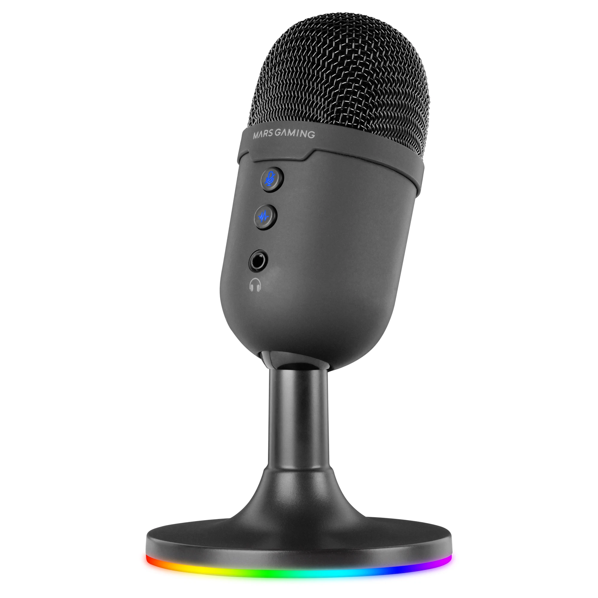 Mars Gaming MMIC-CX, Micrófono de Estudio Profesional, Diseño Compacto ARGB, Alta Definición 196kHz/24 bits, Cancelación Ruido ENC, Condensador Cardioide, Botón Mute, USB Plug&Play, Jack 3.5mm, Micrófono PC Negro o Blanco