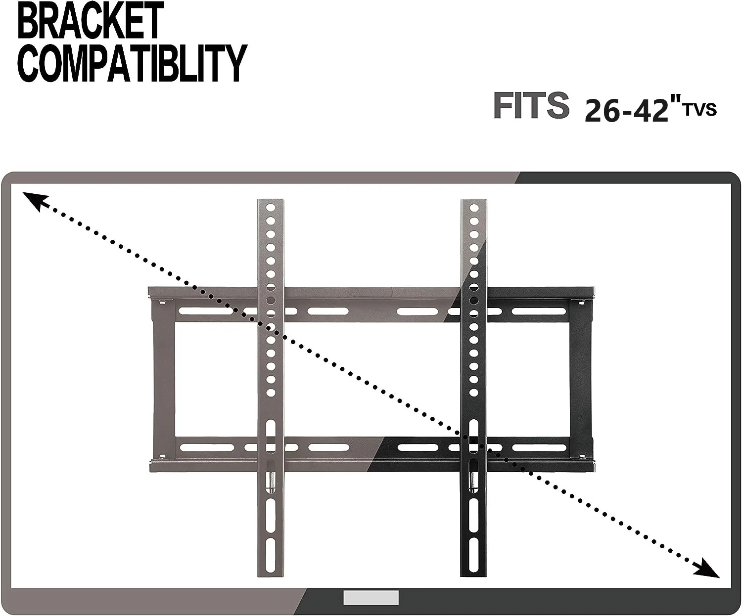 FGNS Soporte de pared universal fijo para monitores o televisores LED, OLED, LCD, Plasma de 32" hasta 65",Soporte de Televisores en Pared con Carga de 60 kg, VESA máx. 600 x 400 mm, Negro - imagen 4