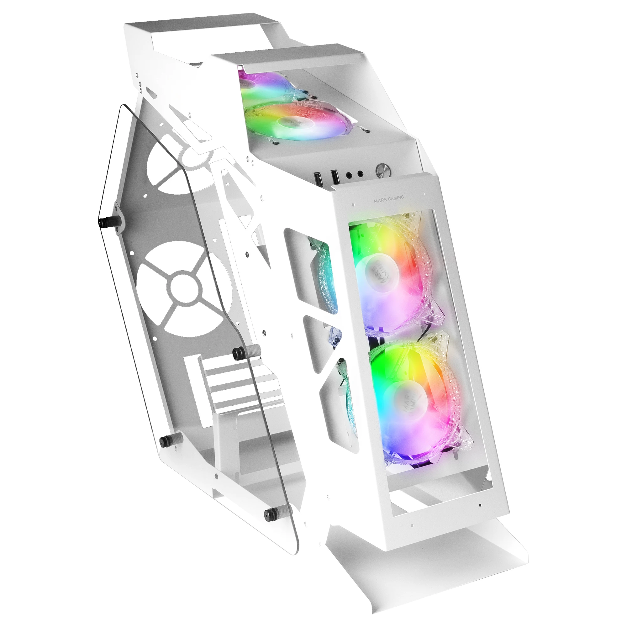 Mars Gaming MC61, Caja PC Gaming Compacta Micro-ATX, Doble Ventana Cristal Templado, Diseño Futurista, Controlador ARGB con Mando a Distancia, 4 Ventiladores Chroma RGB 12cm, Caja PC Negro o Blanco - imagen 2