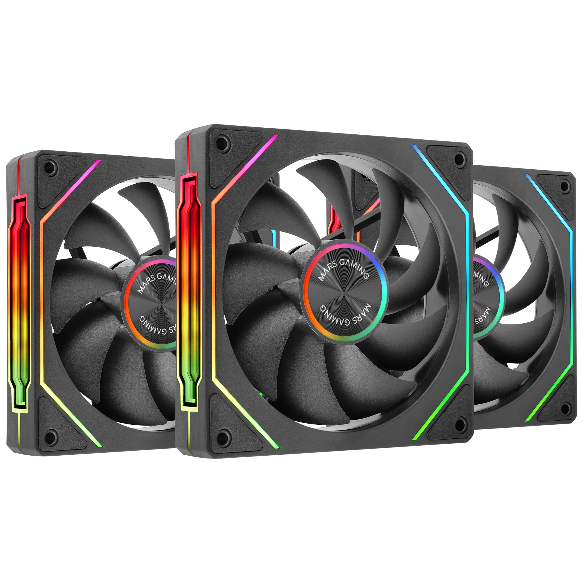 Mars Gaming MF-LINKFINITYKIT2, Kit 3x Ventiladores Modulares PWM 120mm, Iluminación ARGB Infinity Mirror, Sistema Modular LINKFINITY y Conexión Magnética, Configuración Flexible 2+1 Sin Cables, Pack Ventiladores PC Negros o Blancos