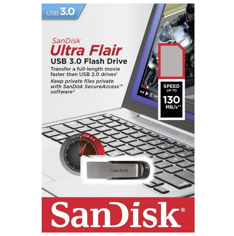 Sandisk Ultra Flair 64GB USB 3.0 - Memoria USB de Alta Velocidad con Carcasa Metálica Resistente y Protección con Contraseña - imagen 2