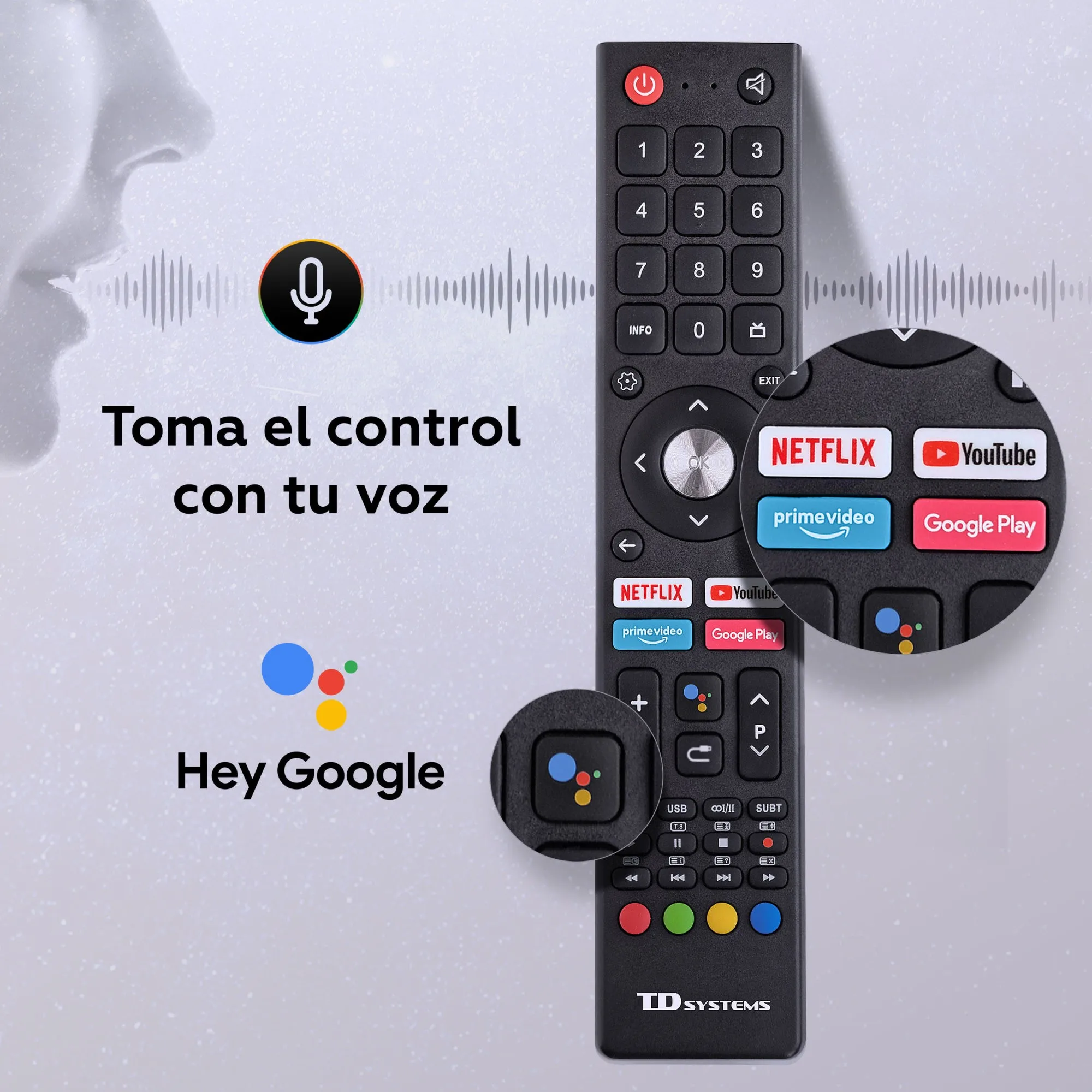 Smart TV 50 pulgadas Qled 4K Hey Google Official Assistant con control por voz. Televisor Android 14 - TD Systems M50K21GLQ - imagen 5