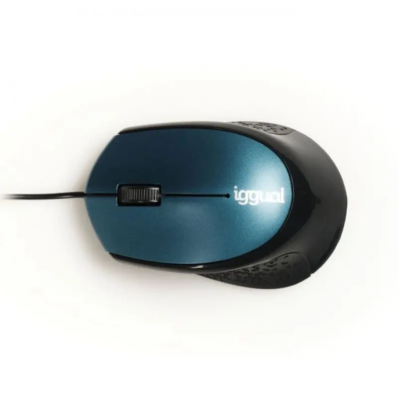 Iggual Com-Ergonomic-R Optical Mouse 800DPI Blue, ergonomic wired design with 3 buttons, 1.2m cable, and compatibility for Windows, macOS, and Linux, perfect for office use and enhancing comfort while working. - imagen 2