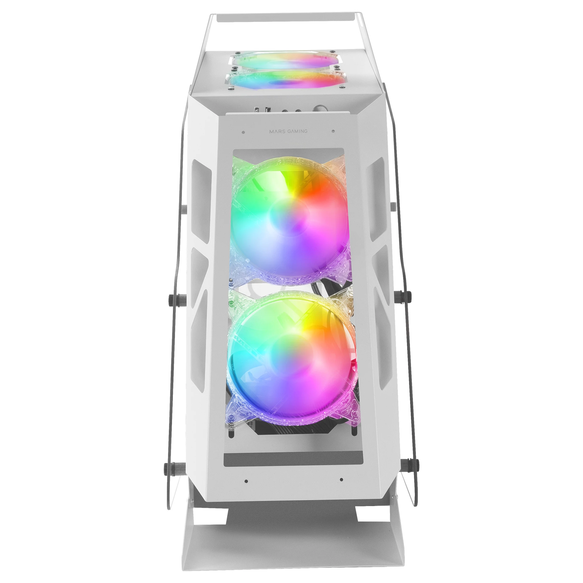 Mars Gaming MC61, Caja PC Gaming Compacta Micro-ATX, Doble Ventana Cristal Templado, Diseño Futurista, Controlador ARGB con Mando a Distancia, 4 Ventiladores Chroma RGB 12cm, Caja PC Negro o Blanco - imagen 4