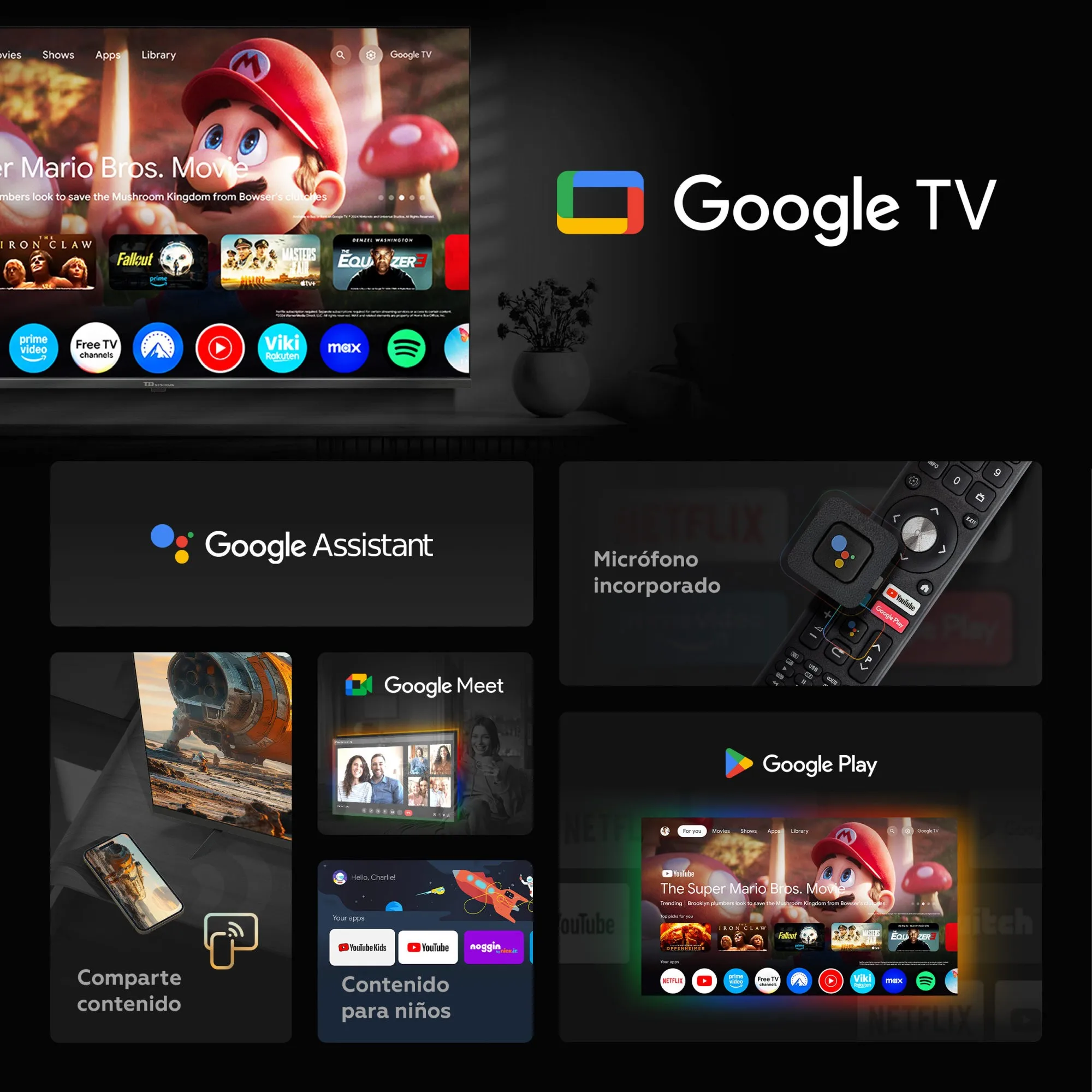 Smart TV 50 pulgadas Qled 4K Hey Google Official Assistant con control por voz. Televisor Android 14 - TD Systems M50K21GLQ - imagen 4
