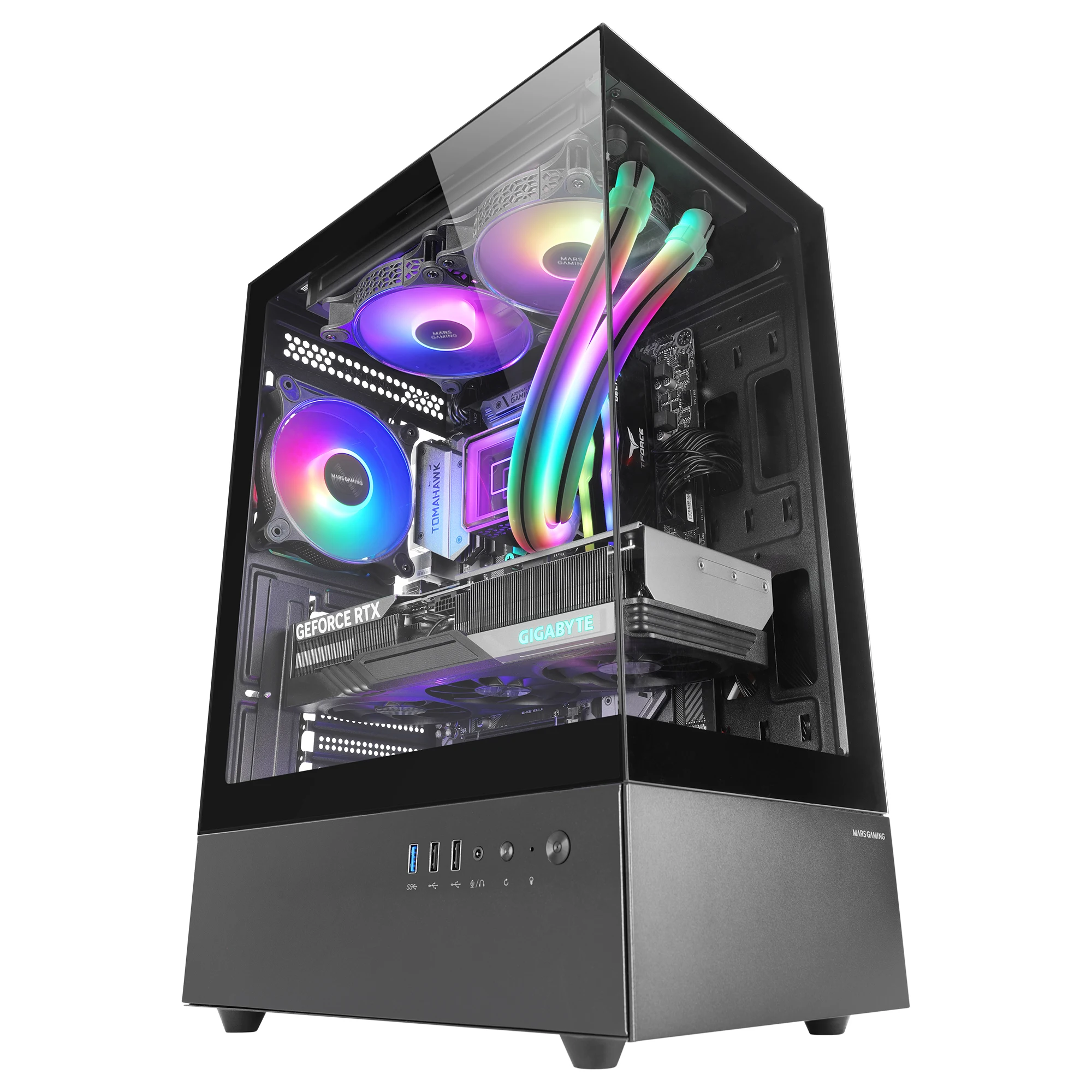 Mars Gaming MC-XO, Caja Gaming ATX, Doble Cristal Templado Continuo, Ventilador FRGB 120mm, Sistema de Refrigeración SIDECOOL, Semitorre PC con Diseño de Doble Cámara, Amplia Capacidad Interna, Caja Gamer Negra o Blanca - imagen 2