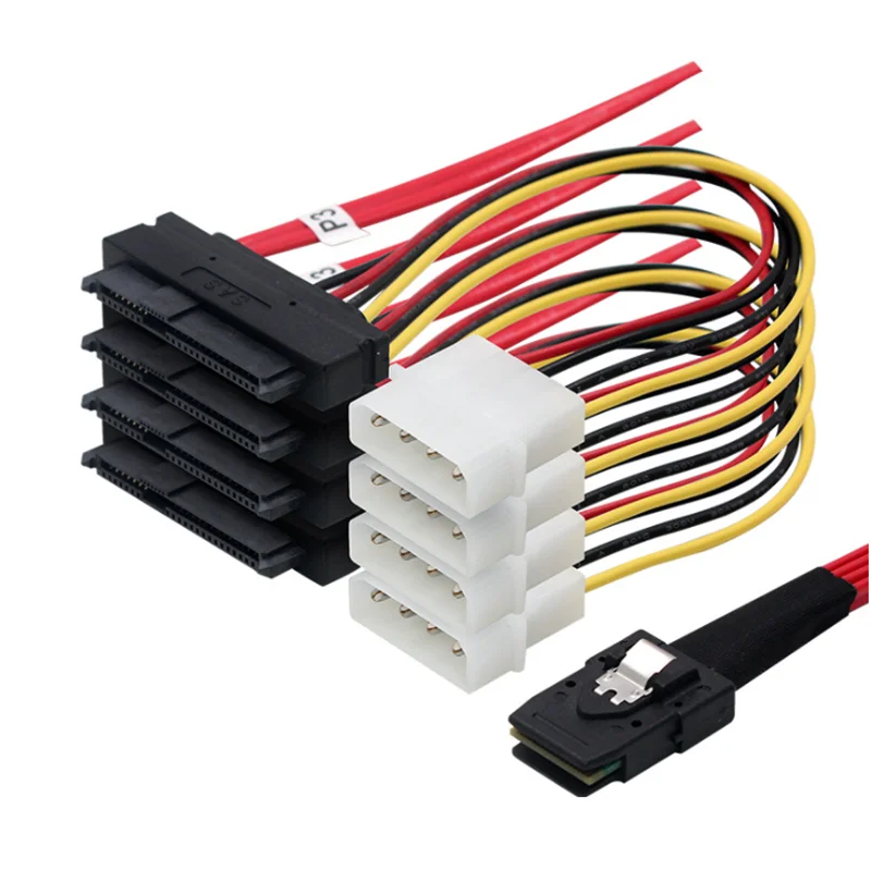 Cable interno Mini SAS de 36 pines SFF-8087 a 4 SAS de 29 pines SFF-8482 con conector de alimentación de 4 pines Cable central para Cable de disco duro SAS 1m - imagen 2