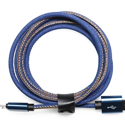 Cable USB tipo C tela vaquero azul