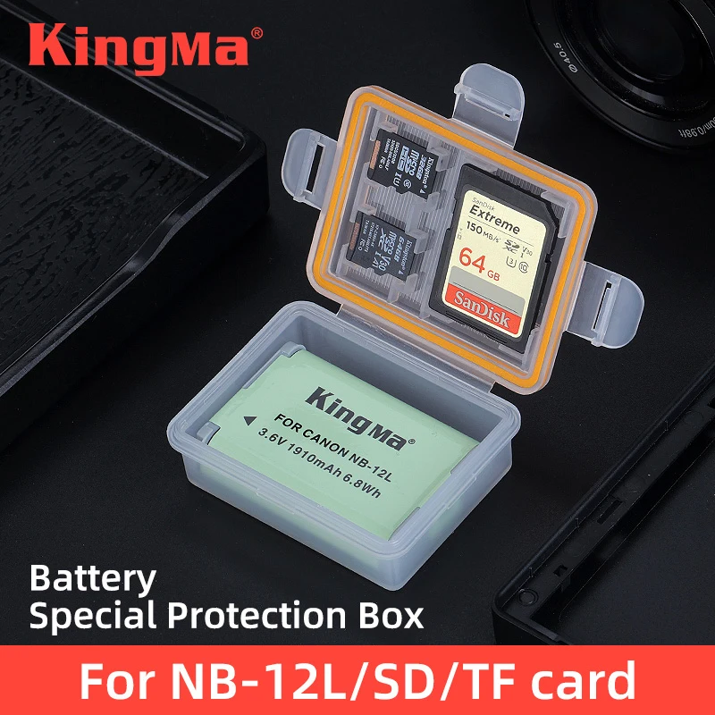 KingMa-funda de plástico para batería, caja de almacenamiento para Canon NB-12L, PowerShot G1X Mark II G1X2 N100 MINI X