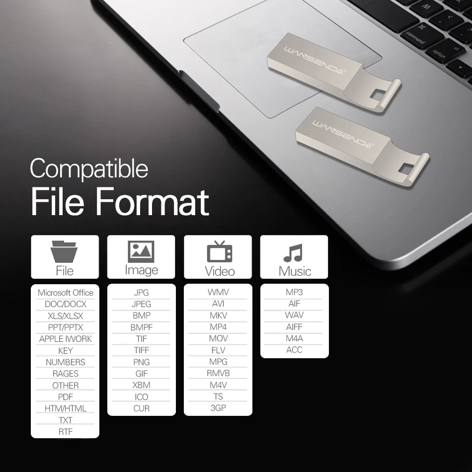 WANSENDA unidad Flash USB de Metal Pen Drive 32GB Memory Stick 3,0 128GB 64GB 16GB 8GB Pendrive llavero Thumbdrive - imagen 5