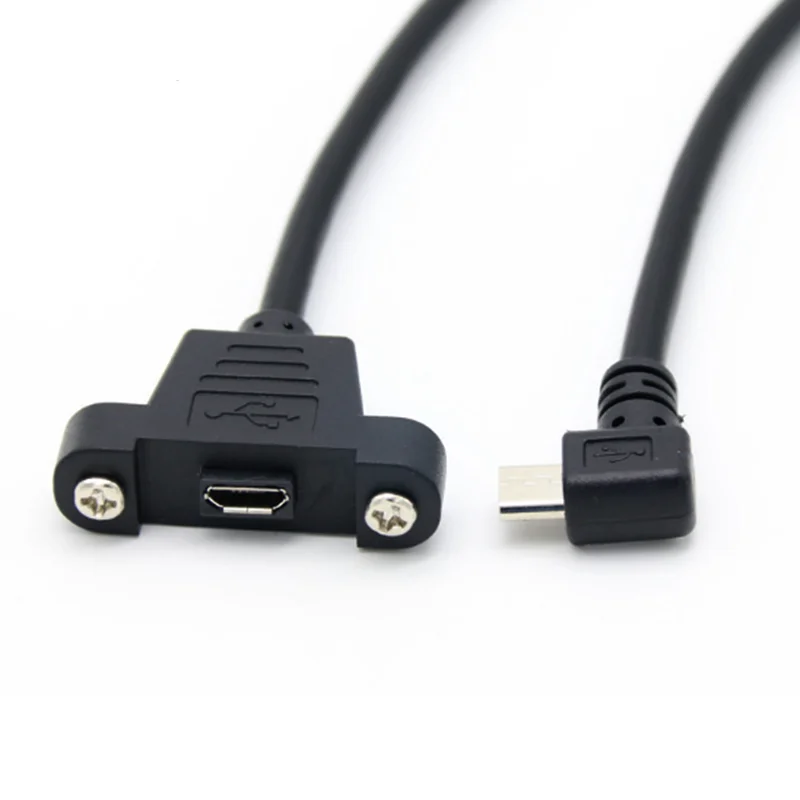 Cable Micro USB Angular 90° Macho-Hembra para Panel – Versión 2.0 - imagen 2
