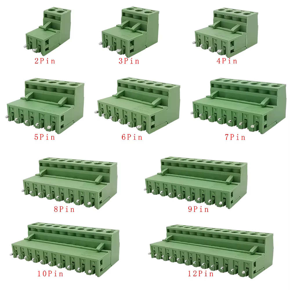 5/10 pares 2EDG 5,08mm paso 2/3/4/5/6/7/8/9/10/12Pin bloque de terminales de tornillo PCB verde conector de cable enchufe aguja recta
