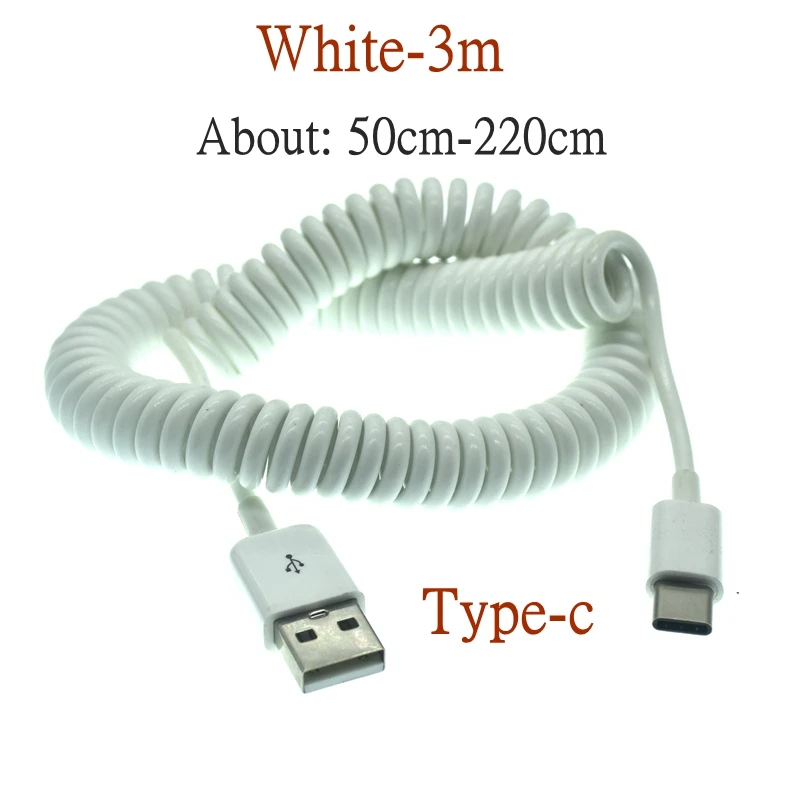 Cable USB de resorte Micro Mini USB C tipo C macho a macho hembra Cable de carga rápida USB C para teléfono Cables de carga de datos USB digitales - imagen 3