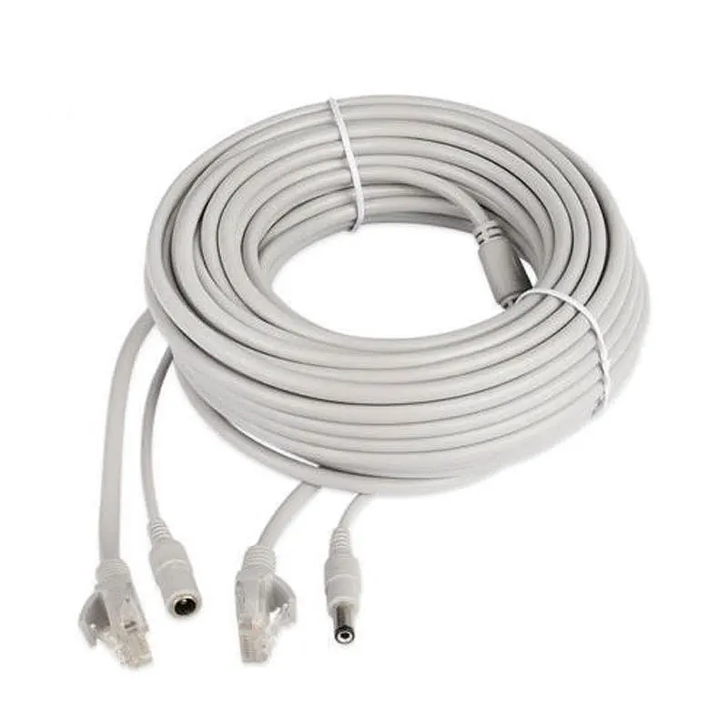 Cable de red CCTV de 5m, 10m, 15m, 20m, 30m, 50m, Cable RJ45 CAT5/CAT-5e + extensión de alimentación CC, Cable Ethernet de red CCTV para cámara IP