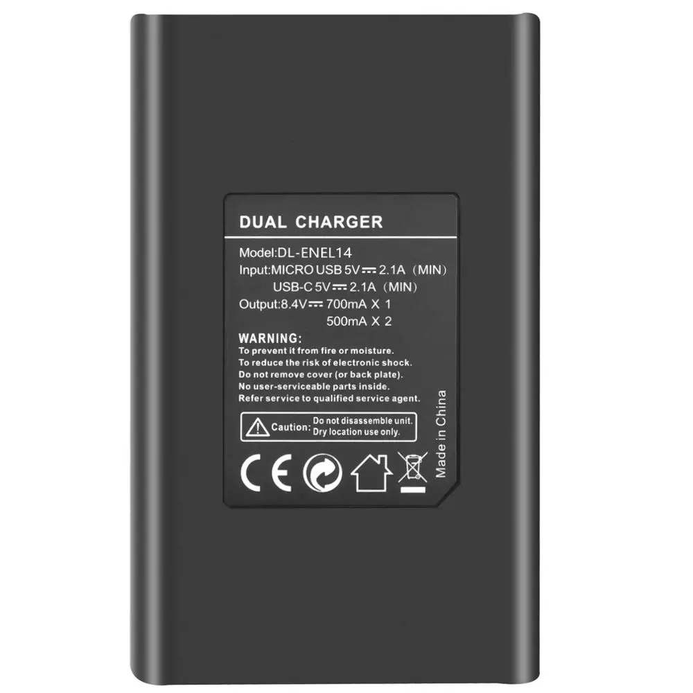 Batería ENEL14 de 1400mAh EN-EL14 EN-EL14A + cargador Dual USB para Nikon D3100 D3200 D3300 D5100 D5200 D5300 P7000 P7800 - imagen 4