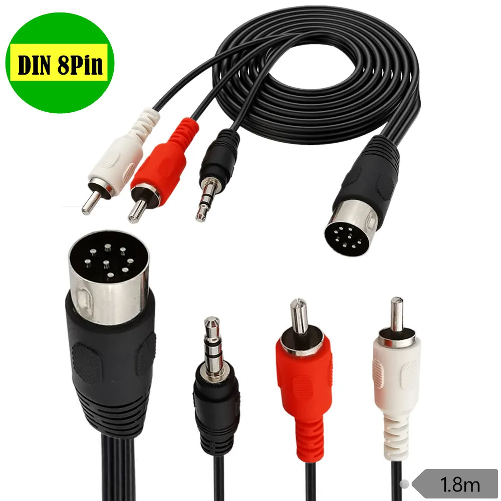 Cable MIDI DIN 8 pines a RCA y Jack 3,5mm – 1,8m - imagen 4