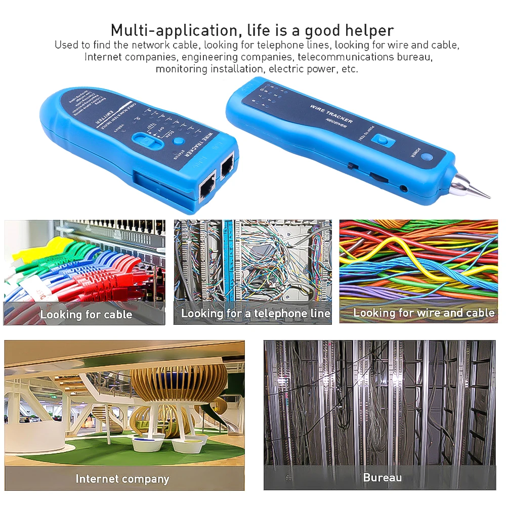 Probador de Cable de red, rastreador de Cable telefónico LAN, rastreador de tono de diagnóstico para STP UTP Cat5 Cat6 RJ45 RJ11, Detector de línea - imagen 5