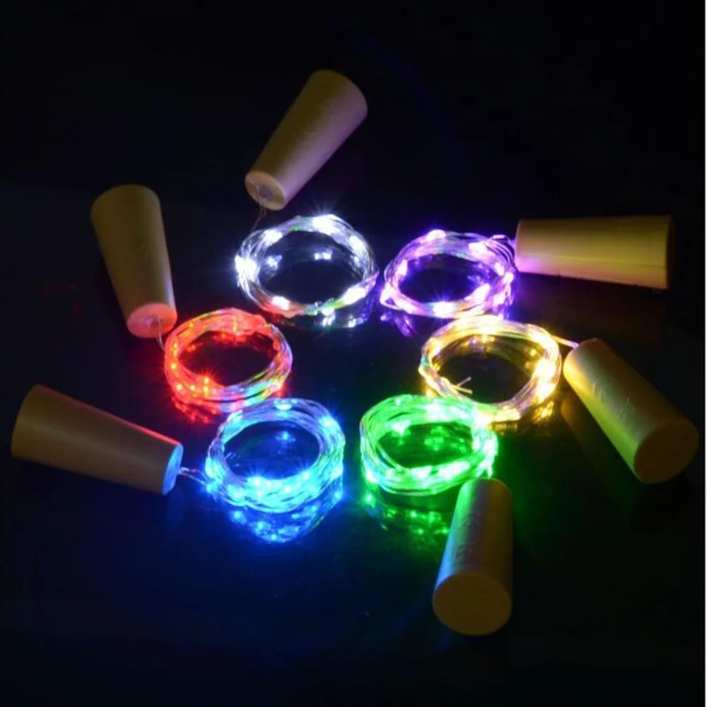 3 uds nuevo 2M 20 luces LED de cadena con batería incluida tapón de botella de vino en forma de corcho lámpara de luz decoración de fiesta de Navidad - imagen 3