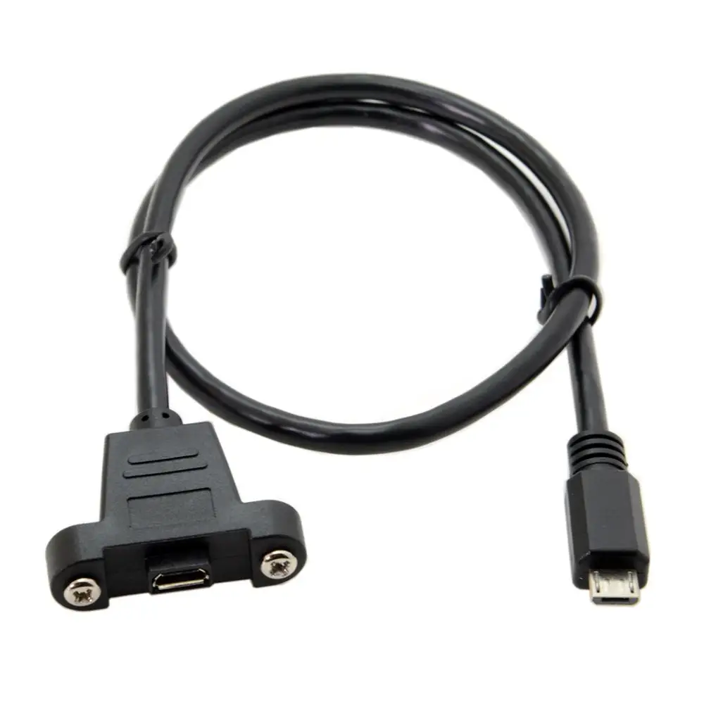 Conector macho Micro Mini USB 2,0 de 5 pines a Cable de extensión hembra Micro mini USB 2,0 30cm 50cm con tornillos orificio de montaje en Panel - imagen 2