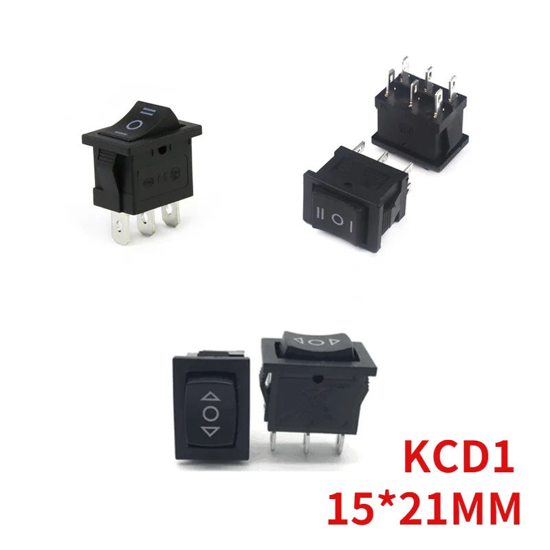 KCD1 Interruptor Basculante Negro 6A 250V 10A 125V 3/6 Pines - imagen 3