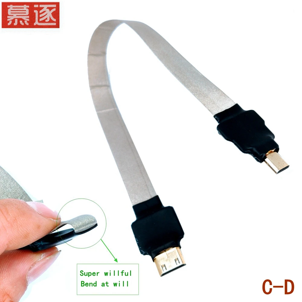 Mini HDMI-kompatibel zu Micro HD Kabel 1080p 3D adaptador de alta velocidad Gold Überzogen Stecker Tekst kamera monitor projektor noteboo - imagen 2