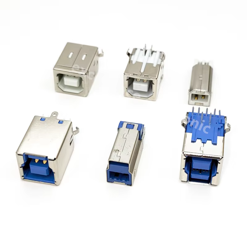 Conector USB Tipo B Hembra Ángulo Recto – Soldadura PCB