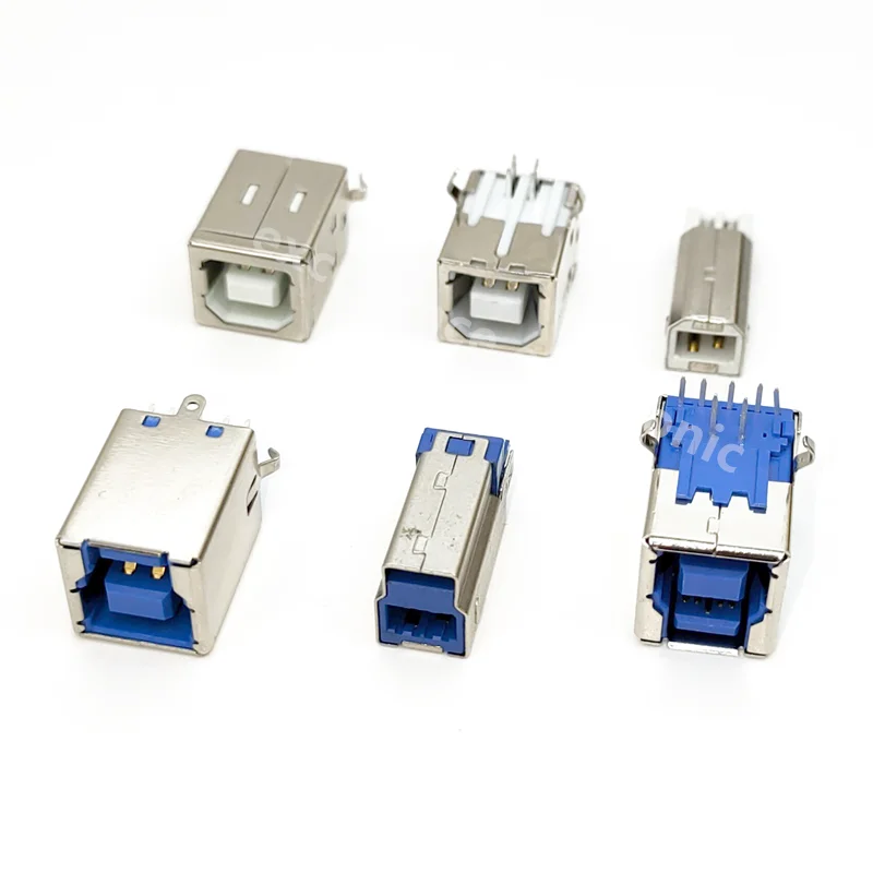 Conector Enchufe Hembra USB 2.0 3.0 Tipo B Conector USB B Ángulo Recto AF Interfaz Impresora Conector PCB Soldadura 10 Uds - Vista principal del producto
