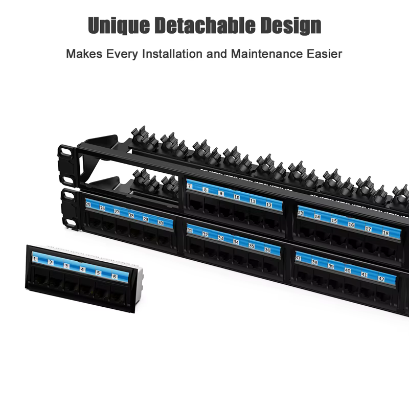 Panel de conexiones AMPCOM CAT6 rack 19 pulgadas chapado oro - imagen 5