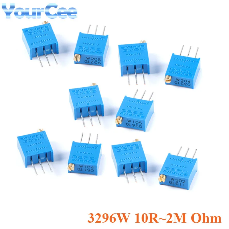 5 uds/2 uds 3296W potenciómetro recortador multivuelta resistencia Variable 10 20 50 100 200 500 1K 2K 5K 10K 20K 50K 100K 200K 1M 2M ohm