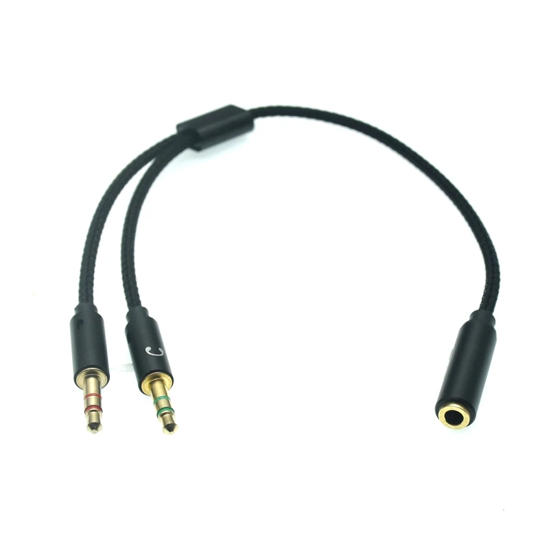 Auriculares para ordenador portátil 3,5 mm 2 a 1 cable de conversión teléfono móvil micrófono audio 3,5 mm 1 a 2 adaptador de extensión cable convertidor de PC 25 cm - imagen 4