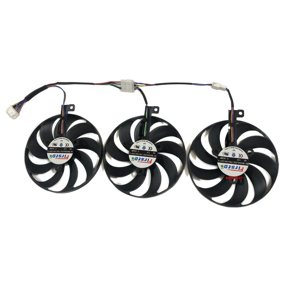 3Pcs/Set ,T129215SU,PLD09210S12H,FDC10H12S9-C,GPU Enfriador de ventilador,Ventilador de tarjeta gráfica,Para ASUS ROG STRIX RTX 2080 Ti GAMING,Para ASUS ROG-STRIX-RTX2080S-O8G-GAMING,Para ASUS ROG STRIX RX 5700 OC 8G - imagen 3