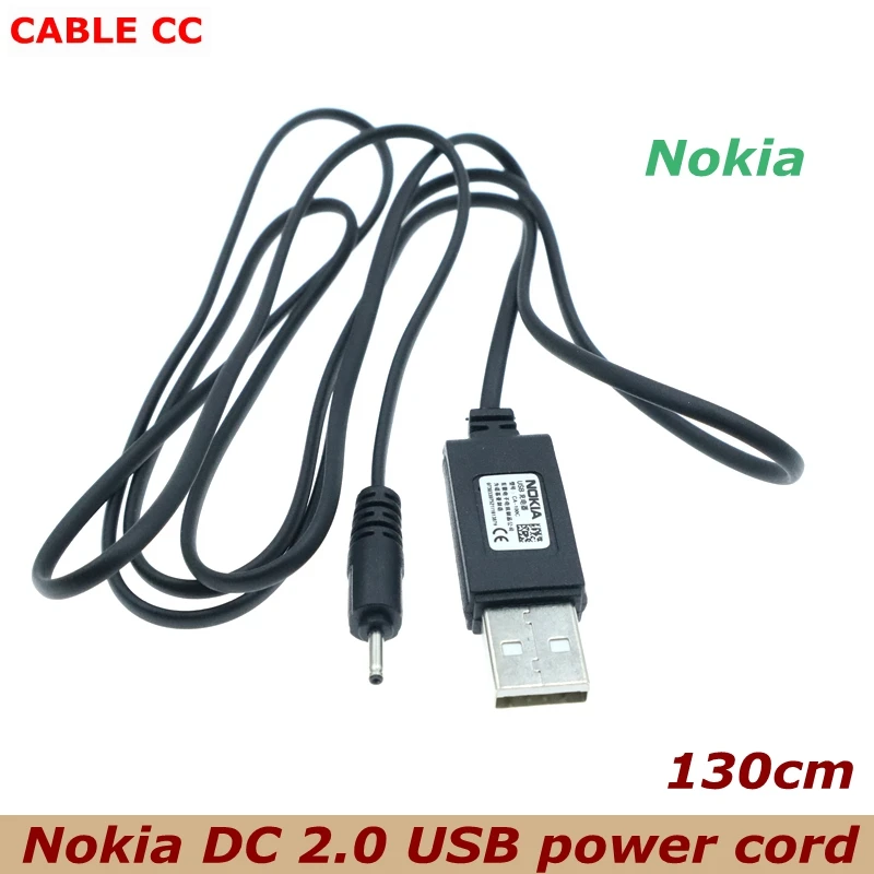 Cable de carga USB de 2mm de diámetro exterior de Pin pequeño, Cable de plomo a USB para Nokia 7360, N71, 6288, E72, alta velocidad, 1,3 m