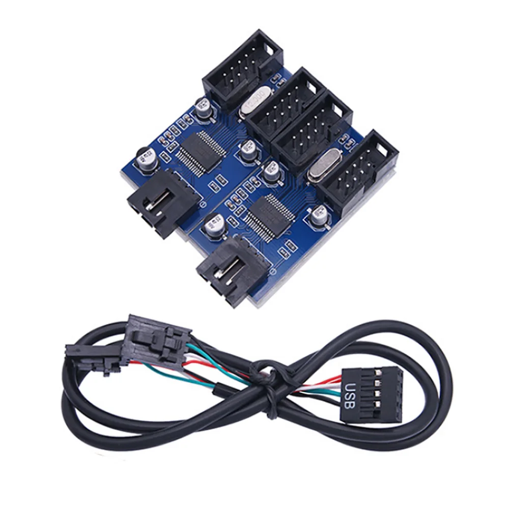 OULLX-placa base divisora de interfaz USB de 9 pines, adaptador de Cable de extensión de 1 a 2 con conectores HUB USB de 1 a 4 para ordenador - imagen 4