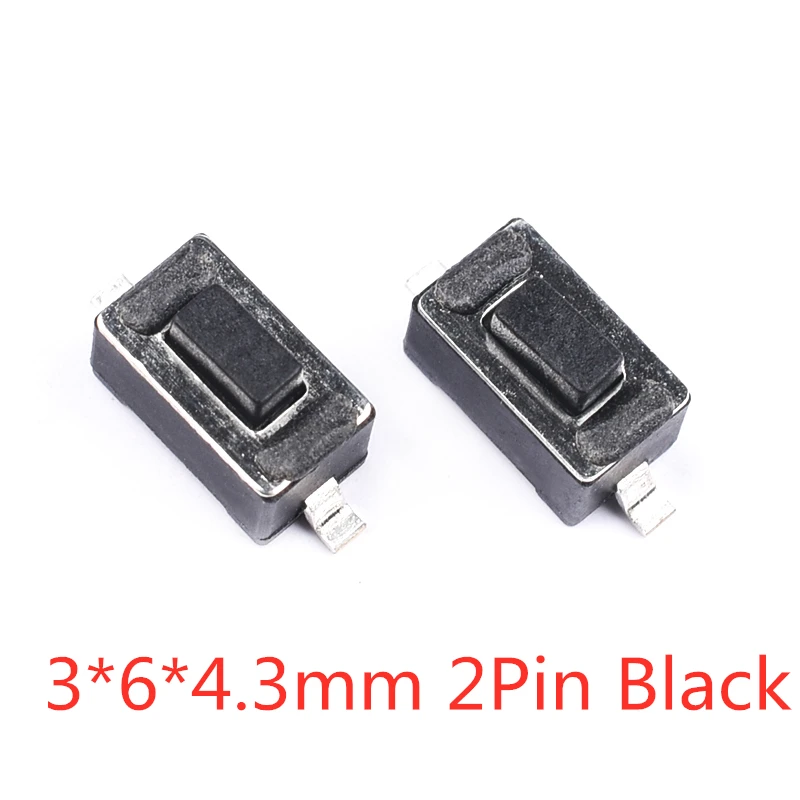 3X6X4.3mm 2Pin Black