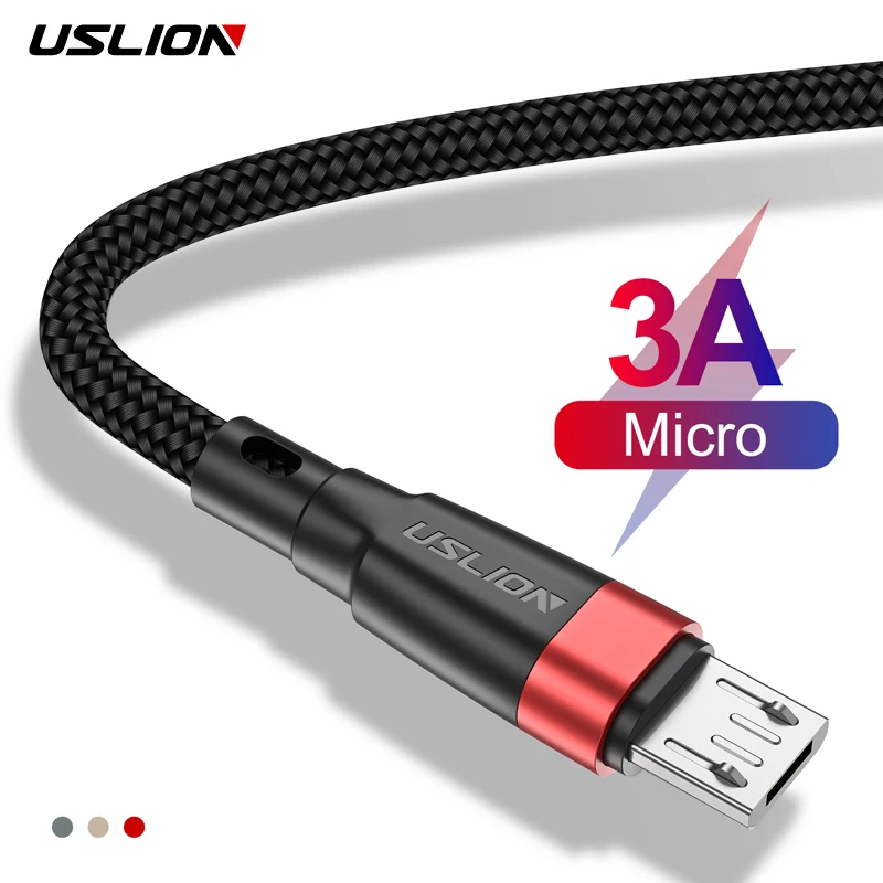 Cable Micro USB USLION para Samsung Cable de datos Android Cable de carga rápida QC 3,0 para Xiaomi Redmi Cable USB de teléfono móvil