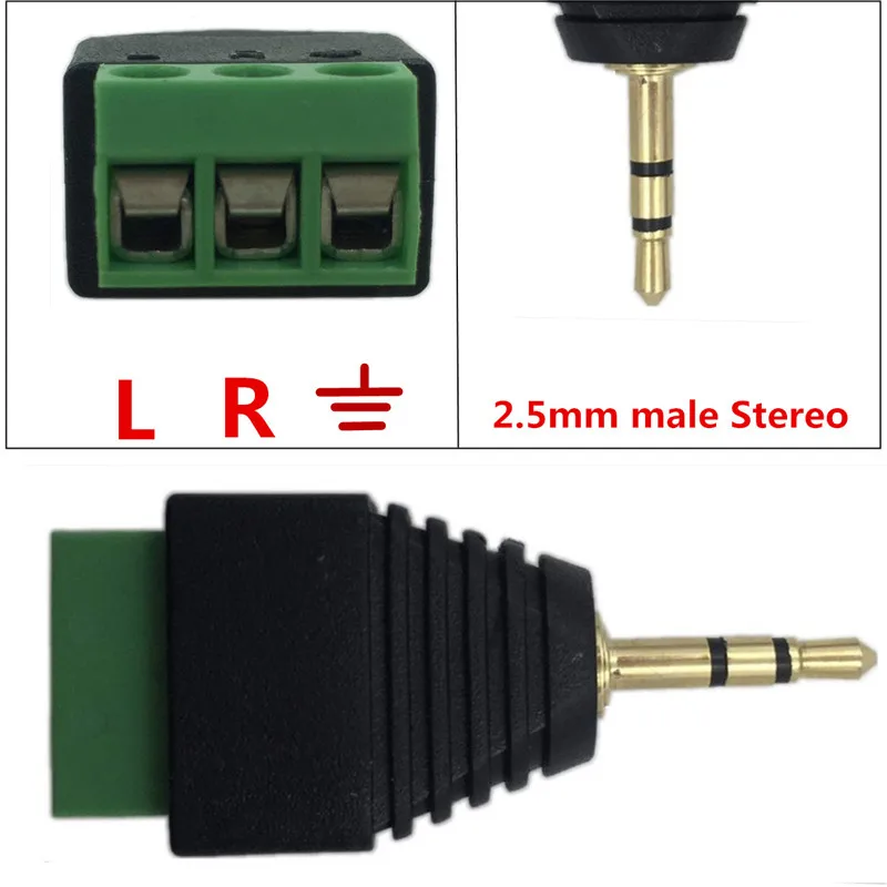Adaptador convertidor de terminal/conexión de tornillo para auriculares macho, Audio y vídeo estéreo macho de 2,5mm a 3 terminales de tornillo - imagen 5